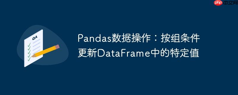 Pandas数据操作：按组条件更新DataFrame中的特定值