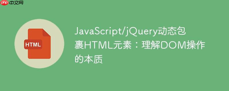 JavaScript/jQuery动态包裹HTML元素:理解DOM操作的本质