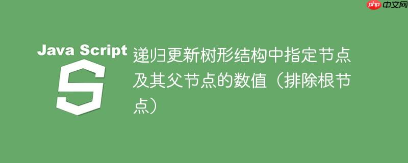 递归更新树形结构中指定节点及其父节点的数值(排除根节点)