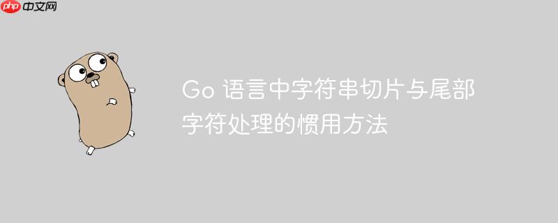 Go 语言中字符串切片与尾部字符处理的惯用方法