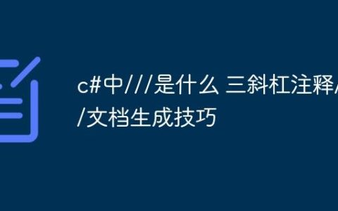 c#中///是什么 三斜杠注释///文档生成技巧