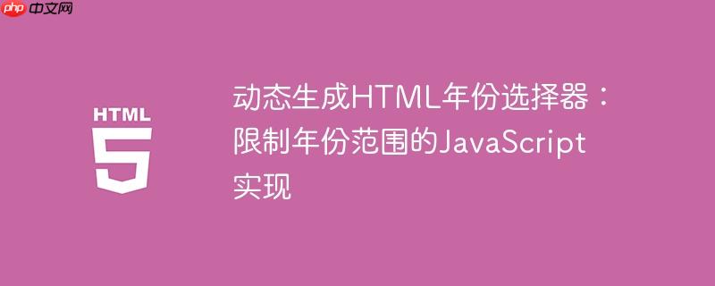 动态生成HTML年份选择器:限制年份范围的JavaScript实现
