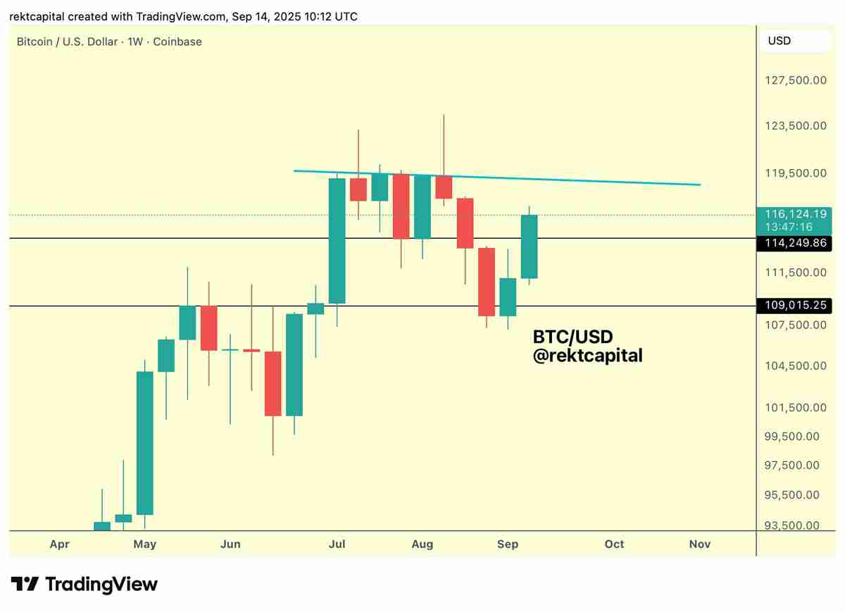 比特币交易员分析:“该关注 11.5 万美元的 BTC 价格了”