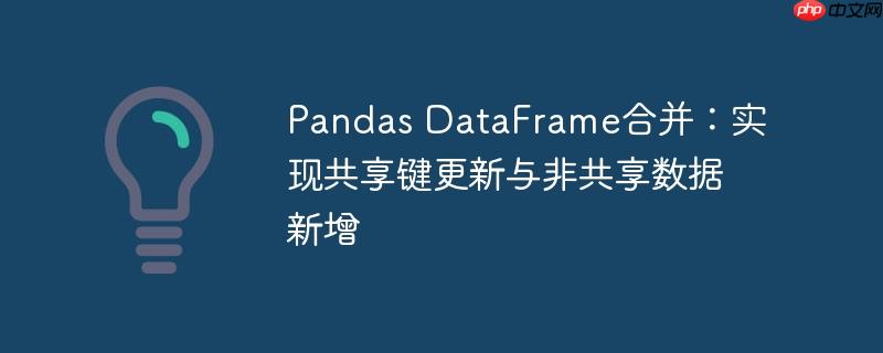 Pandas DataFrame合并:实现共享键更新与非共享数据新增
