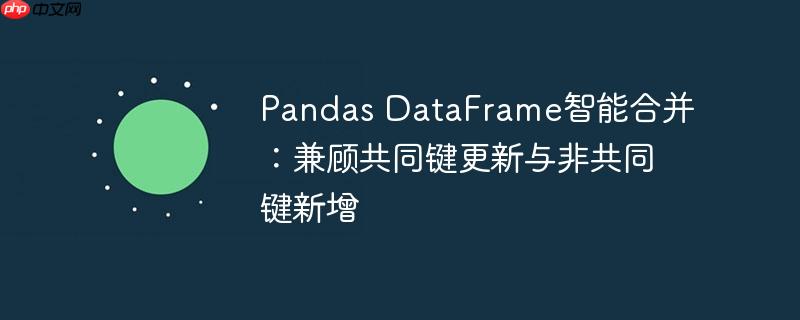 Pandas DataFrame智能合并:兼顾共同键更新与非共同键新增