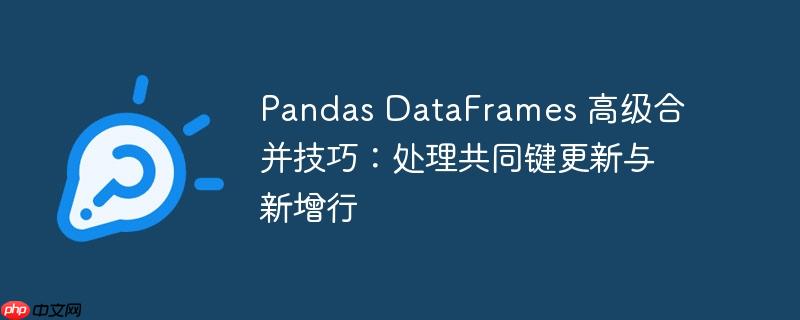 Pandas DataFrames 高级合并技巧:处理共同键更新与新增行