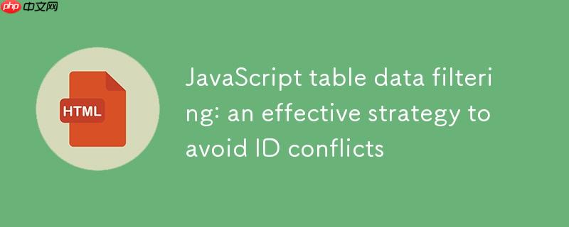 JavaScript表格数据筛选:避免ID冲突的有效策略