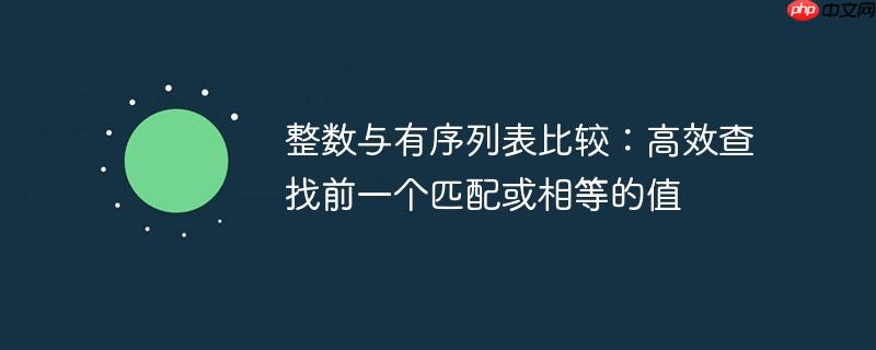整数与有序列表比较:高效查找前一个匹配或相等的值
