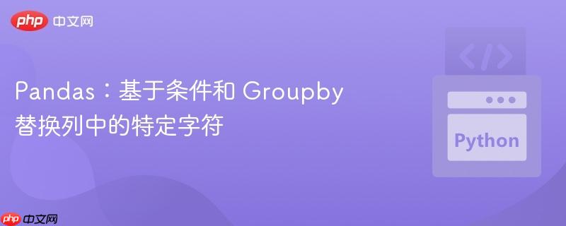 pandas:基于条件和 groupby 替换列中的特定字符