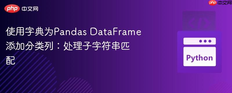 使用字典为Pandas DataFrame添加分类列:处理子字符串匹配