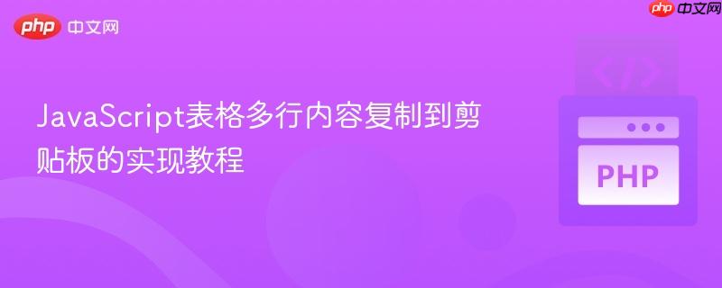 JavaScript表格多行内容复制到剪贴板的实现教程