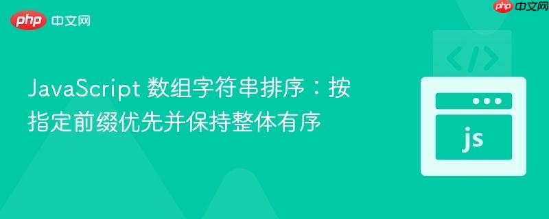 JavaScript 数组字符串排序:按指定前缀优先并保持整体有序