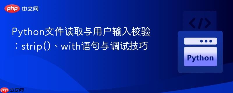 Python文件读取与用户输入校验:strip()、with语句与调试技巧