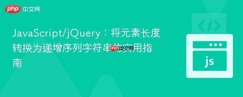 JavaScript/jQuery:将元素长度转换为递增序列字符串的实用指南
