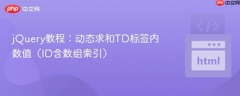 jQuery教程:动态求和TD标签内数值(ID含数组索引)