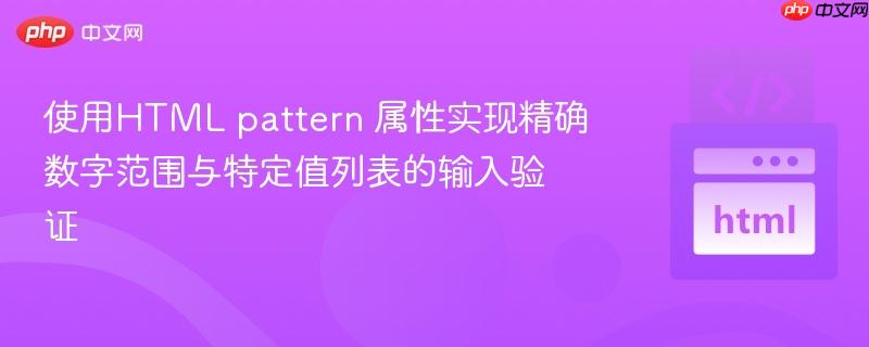使用HTML pattern 属性实现精确数字范围与特定值列表的输入验证