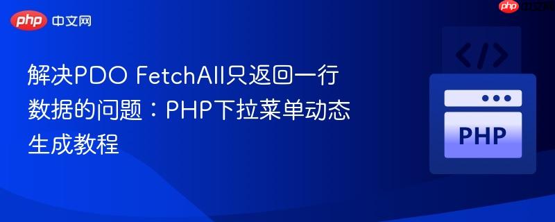 解决pdo fetchall只返回一行数据的问题：php下拉菜单动态生成教程