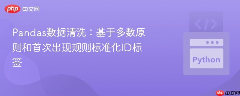 pandas数据清洗：基于多数原则和首次出现规则标准化id标签