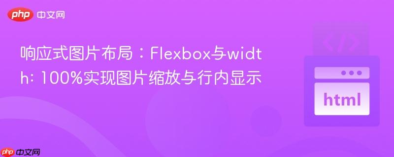 响应式图片布局:Flexbox与width: 100%实现图片缩放与行内显示