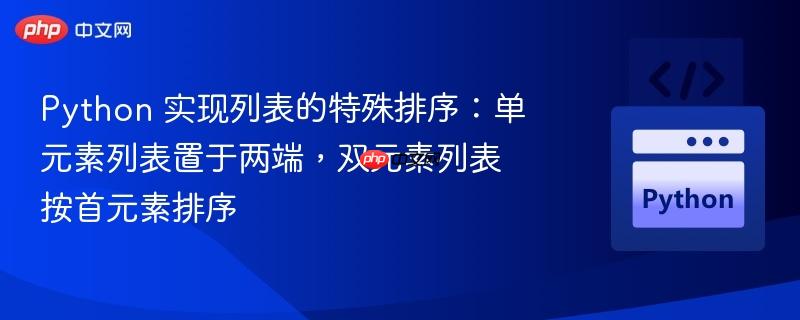 python 实现列表的特殊排序:单元素列表置于两端,双元素列表按首元素排序