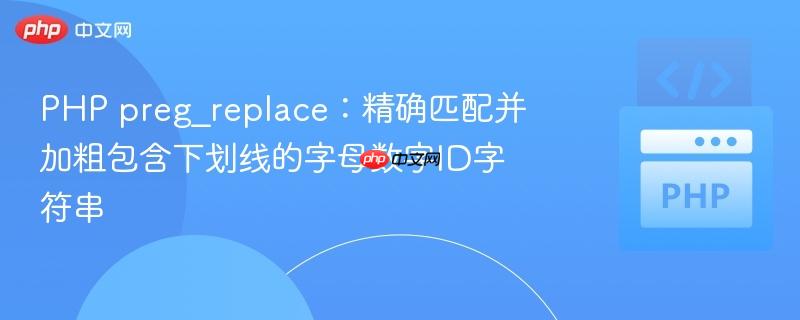 PHP preg_replace:精确匹配并加粗包含下划线的字母数字ID字符串