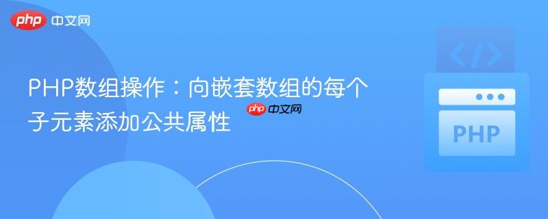 PHP数组操作:向嵌套数组的每个子元素添加公共属性