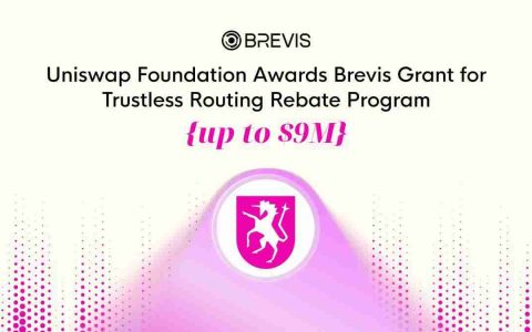 Uniswap基金会向Brevis提供高达900万美元的资助，用于构建无信任Routing Rebate计划