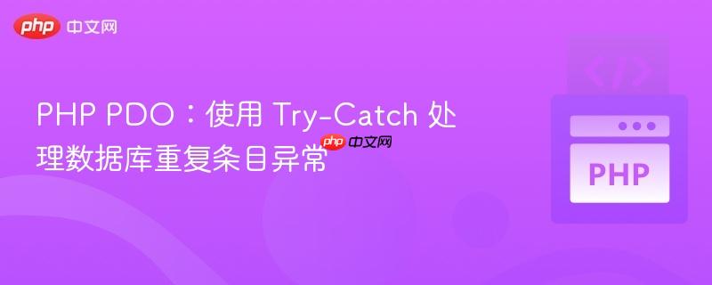 PHP PDO:使用 Try-Catch 处理数据库重复条目异常