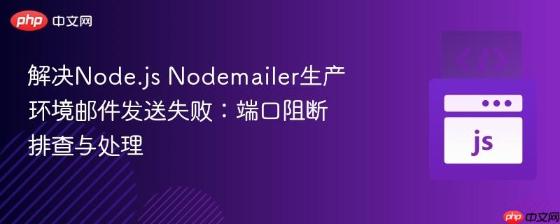 解决node.js nodemailer生产环境邮件发送失败:端口阻断排查与处理