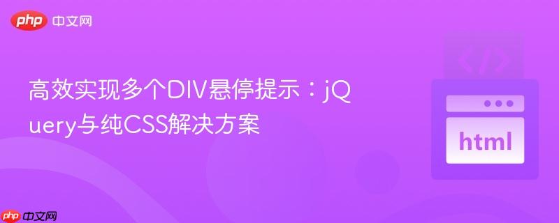 高效实现多个DIV悬停提示:jQuery与纯CSS解决方案