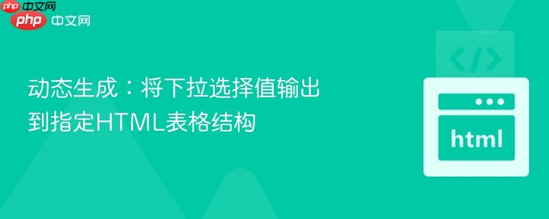 动态生成:将下拉选择值输出到指定HTML表格结构
