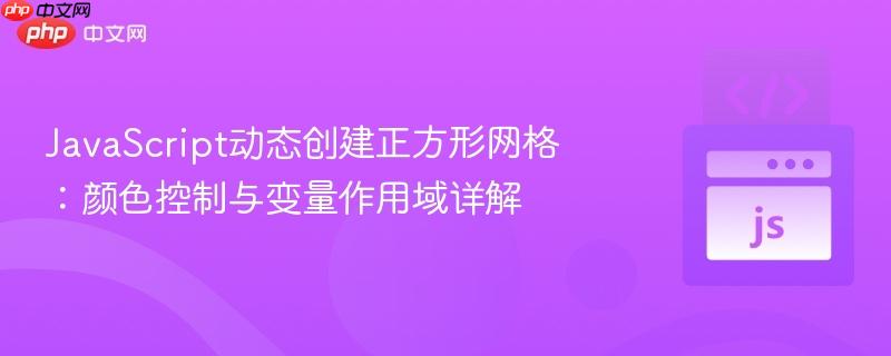 javascript动态创建正方形网格:颜色控制与变量作用域详解