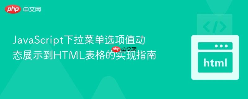 JavaScript下拉菜单选项值动态展示到HTML表格的实现指南