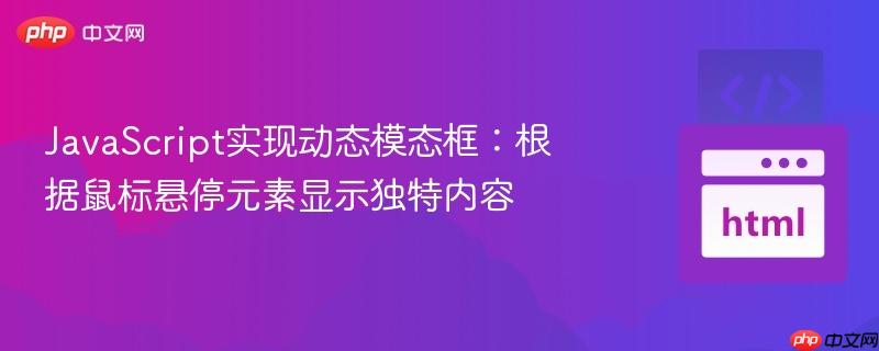 JavaScript实现动态模态框:根据鼠标悬停元素显示独特内容