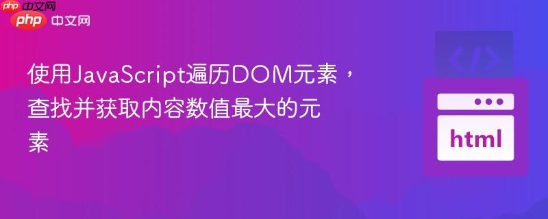 使用JavaScript遍历DOM元素,查找并获取内容数值最大的元素