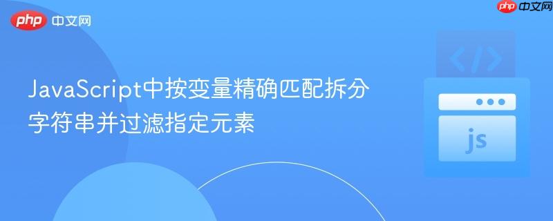 JavaScript中按变量精确匹配拆分字符串并过滤指定元素