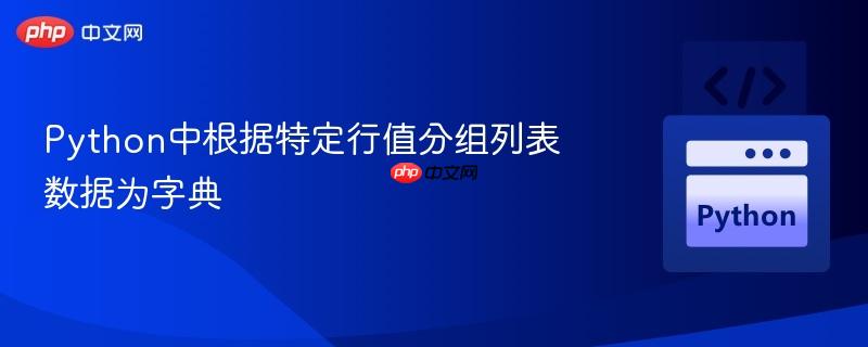 python中根据特定行值分组列表数据为字典