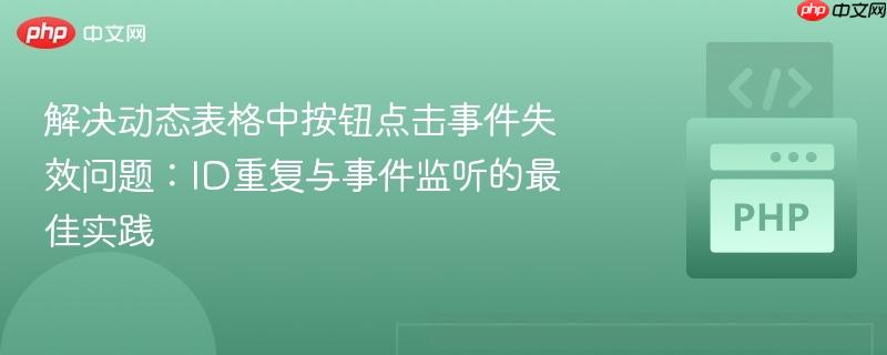 解决动态表格中按钮点击事件失效问题:ID重复与事件监听的最佳实践