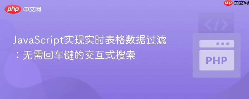 JavaScript实现实时表格数据过滤:无需回车键的交互式搜索