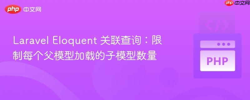 Laravel Eloquent 关联查询:限制每个父模型加载的子模型数量