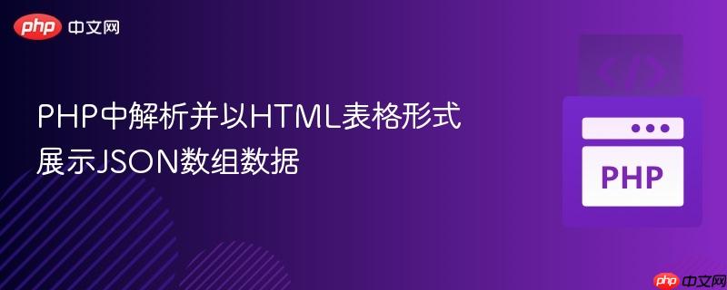 PHP中解析并以HTML表格形式展示JSON数组数据