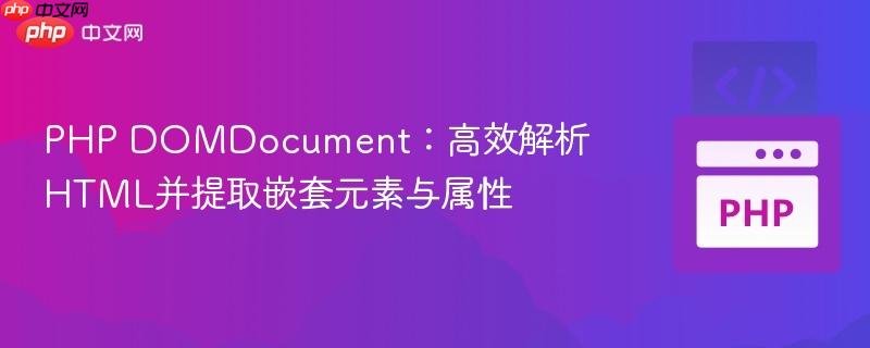PHP DOMDocument:高效解析HTML并提取嵌套元素与属性