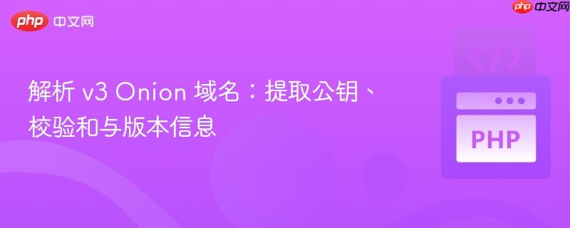 解析 v3 Onion 域名:提取公钥、校验和与版本信息