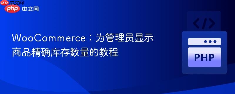 WooCommerce:为管理员显示商品精确库存数量的教程