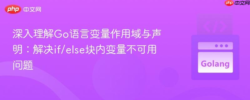 深入理解Go语言变量作用域与声明:解决if/else块内变量不可用问题