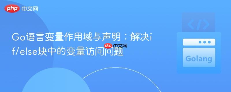 Go语言变量作用域与声明:解决if/else块中的变量访问问题