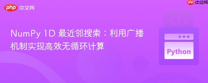 NumPy 1D 最近邻搜索:利用广播机制实现高效无循环计算