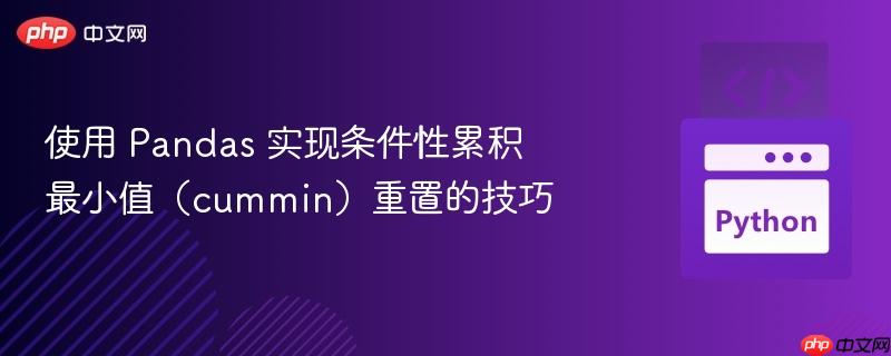 使用 pandas 实现条件性累积最小值(cummin)重置的技巧