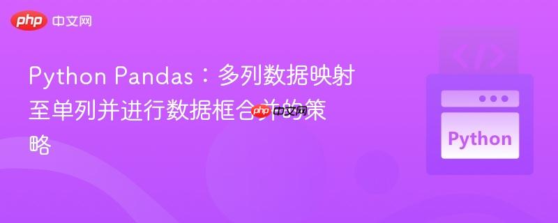 python pandas:多列数据映射至单列并进行数据框合并的策略