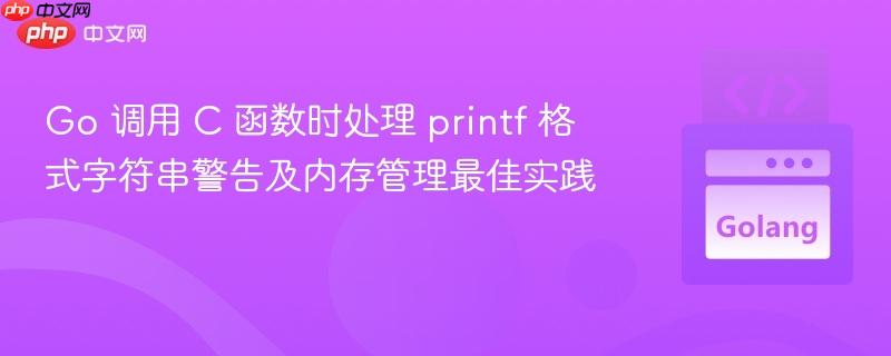 Go 调用 C 函数时处理 printf 格式字符串警告及内存管理最佳实践